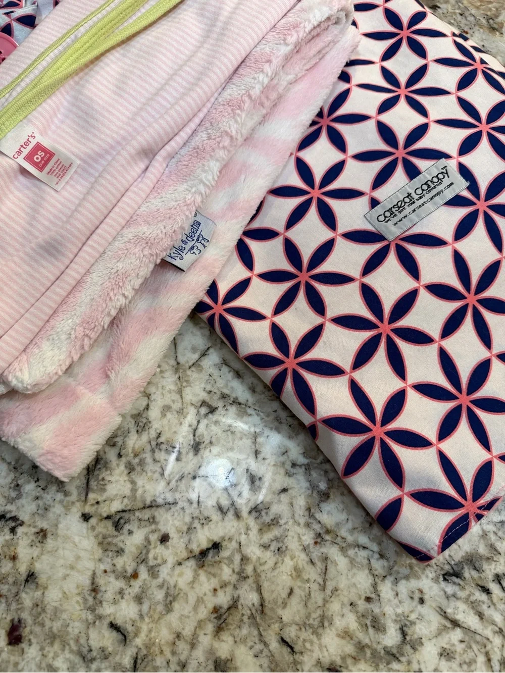 3 Vintage Baby Blanket Lot Carters Kyle & Deena CarSeat Canopy
